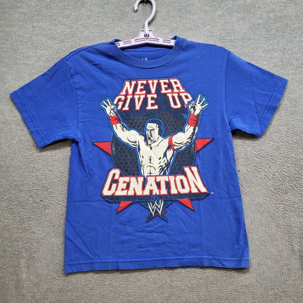 WWE Boys Shirt 14/16 Blue John Cena Never Give Up‎ Short Sleeve Tee